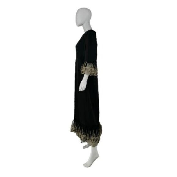 Pomander Place NEW Black Lillith Gold Lace Formal Maxi Dress Size L - Picture 8 of 12